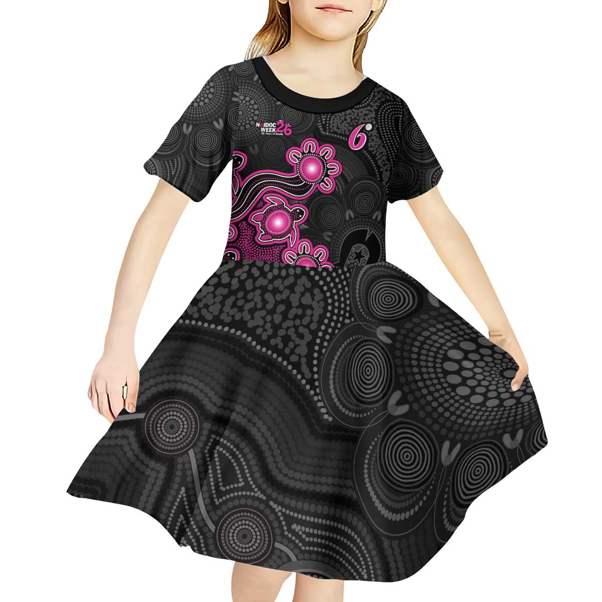 Personalised Sydney Sixers NAIDOC Week 2026 Kid Short Sleeve Dress Sea Turtles Aboriginal Art