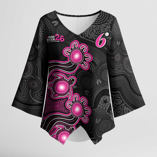 Personalised Sydney Sixers NAIDOC Week 2026 Kimono Sleeve Blouse Sea Turtles Aboriginal Art