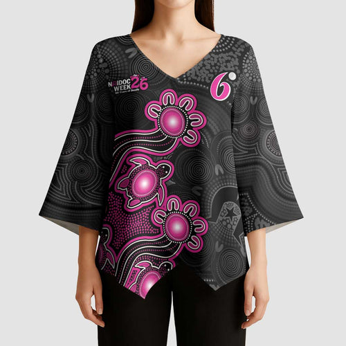 Personalised Sydney Sixers NAIDOC Week 2026 Kimono Sleeve Blouse Sea Turtles Aboriginal Art