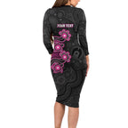Personalised Sydney Sixers NAIDOC Week 2026 Long Sleeve Bodycon Dress Sea Turtles Aboriginal Art
