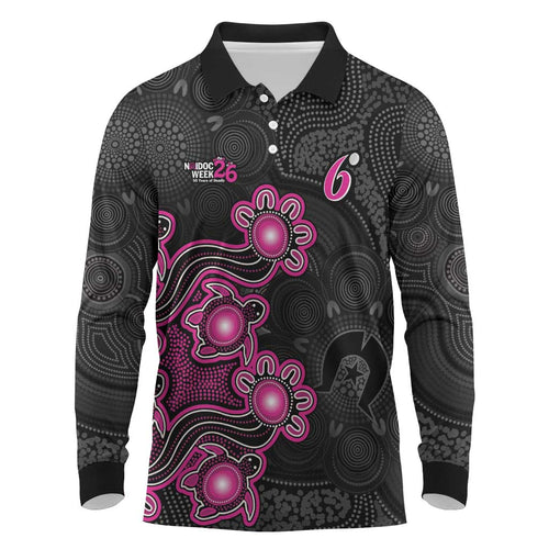 Personalised Sydney Sixers NAIDOC Week 2026 Long Sleeve Polo Shirt Sea Turtles Aboriginal Art