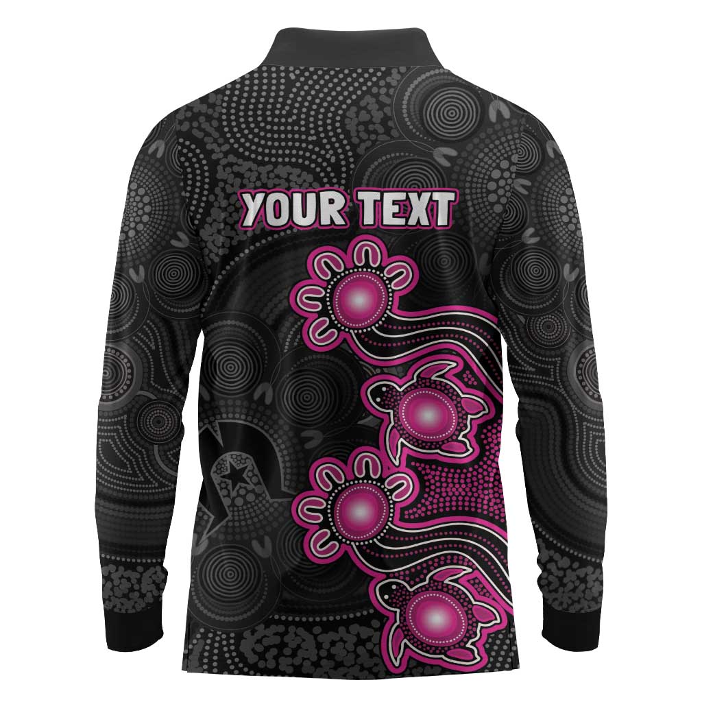 Personalised Sydney Sixers NAIDOC Week 2026 Long Sleeve Polo Shirt Sea Turtles Aboriginal Art