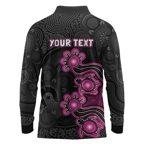 Personalised Sydney Sixers NAIDOC Week 2026 Long Sleeve Polo Shirt Sea Turtles Aboriginal Art