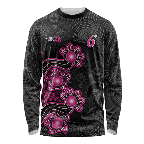 Personalised Sydney Sixers NAIDOC Week 2026 Long Sleeve Shirt Sea Turtles Aboriginal Art