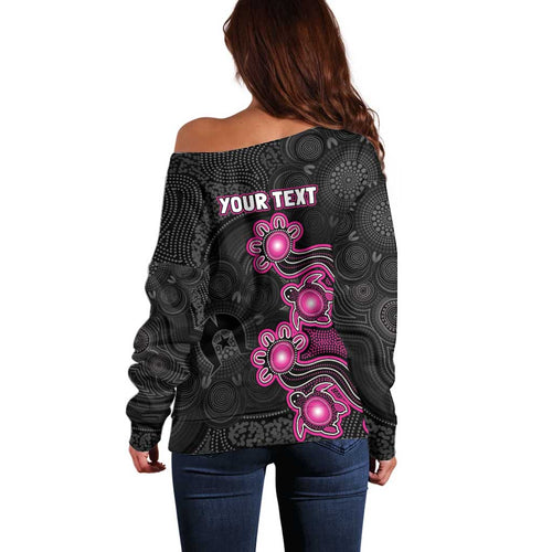 Personalised Sydney Sixers NAIDOC Week 2026 Off Shoulder Sweater Sea Turtles Aboriginal Art