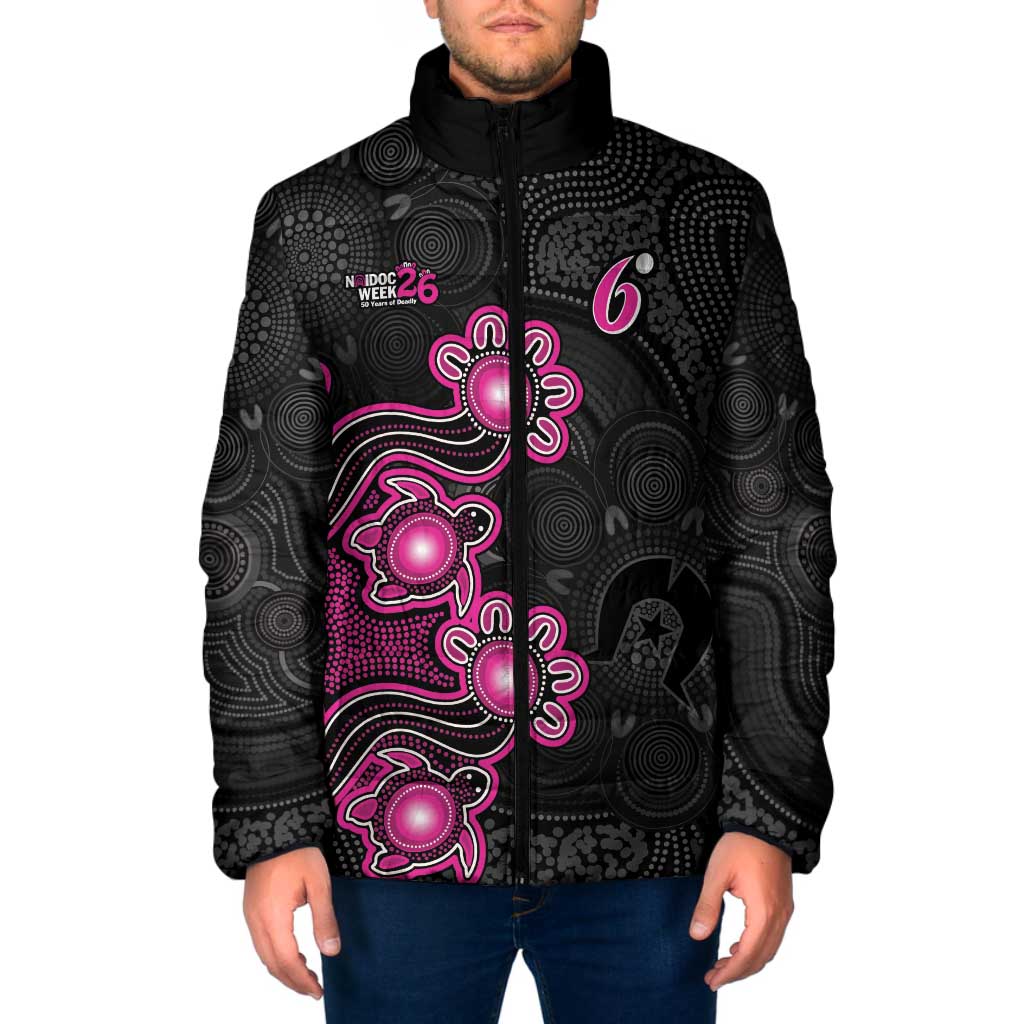 Personalised Sydney Sixers NAIDOC Week 2026 Padded Jacket Sea Turtles Aboriginal Art
