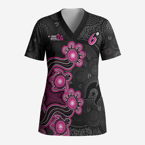 Personalised Sydney Sixers NAIDOC Week 2026 Scrub Top Sea Turtles Aboriginal Art