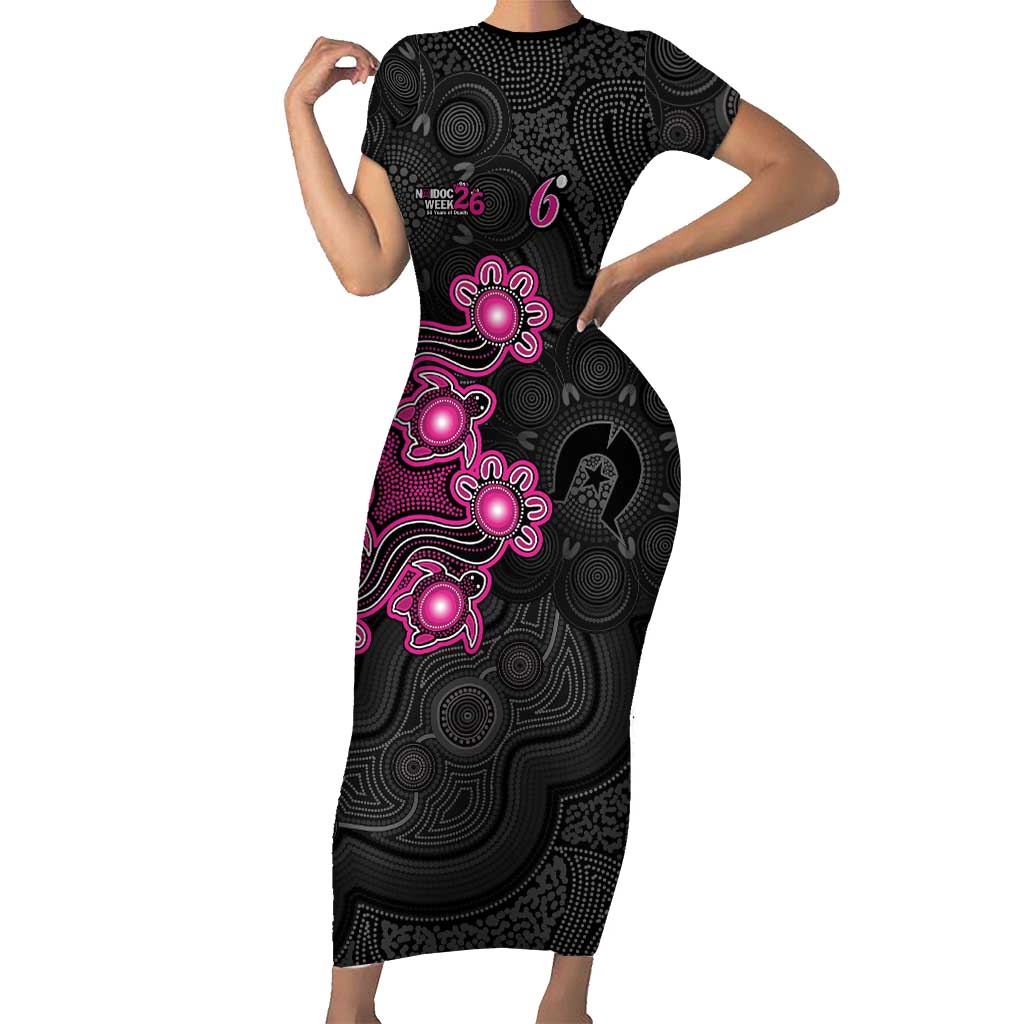 Personalised Sydney Sixers NAIDOC Week 2026 Short Sleeve Bodycon Dress Sea Turtles Aboriginal Art