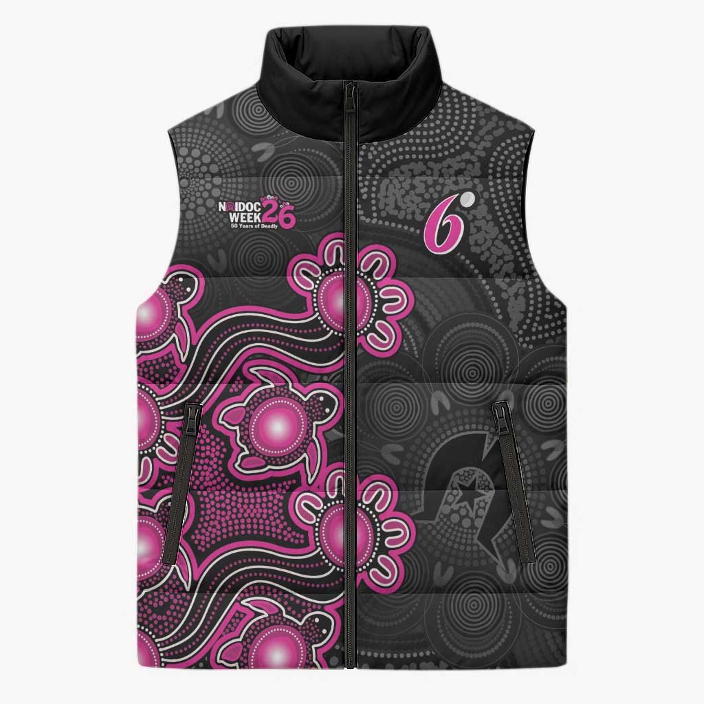 Personalised Sydney Sixers NAIDOC Week 2026 Sleeveless Puffer Jacket Sea Turtles Aboriginal Art