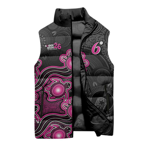 Personalised Sydney Sixers NAIDOC Week 2026 Sleeveless Puffer Jacket Sea Turtles Aboriginal Art