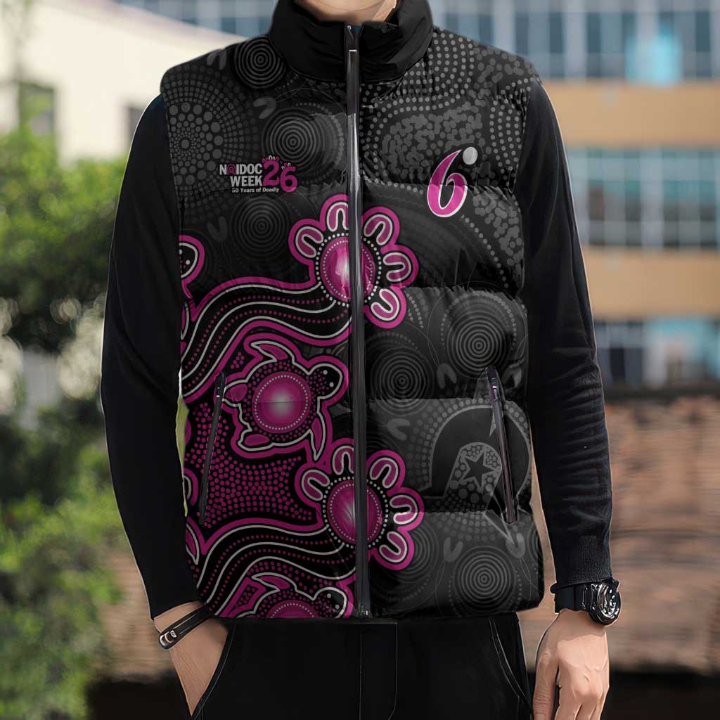 Personalised Sydney Sixers NAIDOC Week 2026 Sleeveless Puffer Jacket Sea Turtles Aboriginal Art