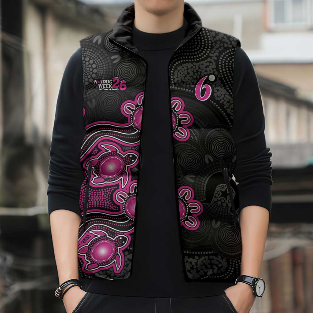 Personalised Sydney Sixers NAIDOC Week 2026 Sleeveless Puffer Jacket Sea Turtles Aboriginal Art