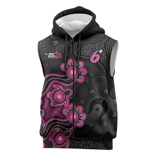 Personalised Sydney Sixers NAIDOC Week 2026 Sleeveless Zip Hoodie Sea Turtles Aboriginal Art