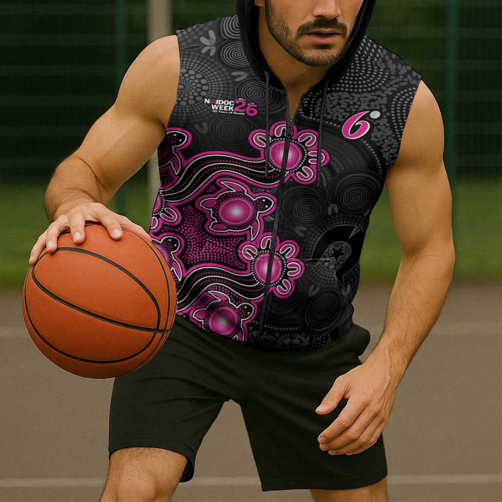 Personalised Sydney Sixers NAIDOC Week 2026 Sleeveless Zip Hoodie Sea Turtles Aboriginal Art
