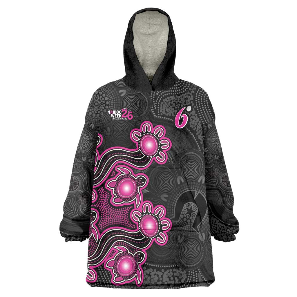 Personalised Sydney Sixers NAIDOC Week 2026 Wearable Blanket Hoodie Sea Turtles Aboriginal Art