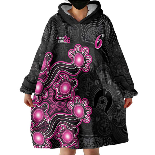 Personalised Sydney Sixers NAIDOC Week 2026 Wearable Blanket Hoodie Sea Turtles Aboriginal Art