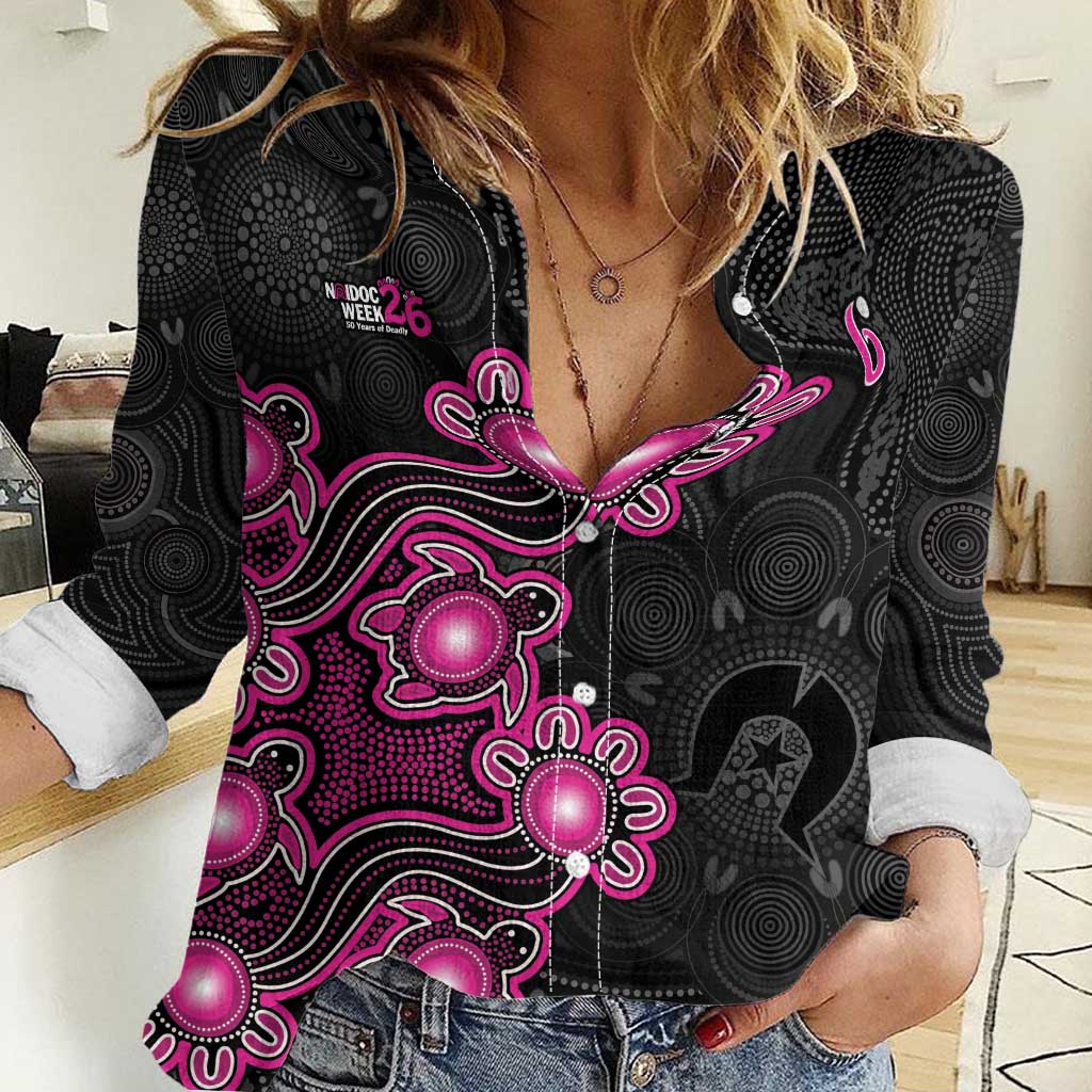 Personalised Sydney Sixers NAIDOC Week 2026 Women Casual Shirt Sea Turtles Aboriginal Art