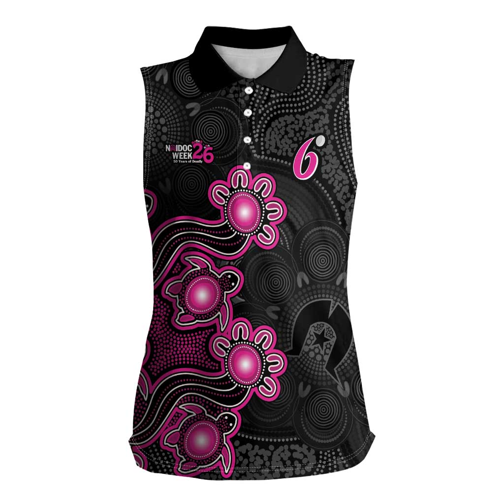 Personalised Sydney Sixers NAIDOC Week 2026 Women Sleeveless Polo Shirt Sea Turtles Aboriginal Art
