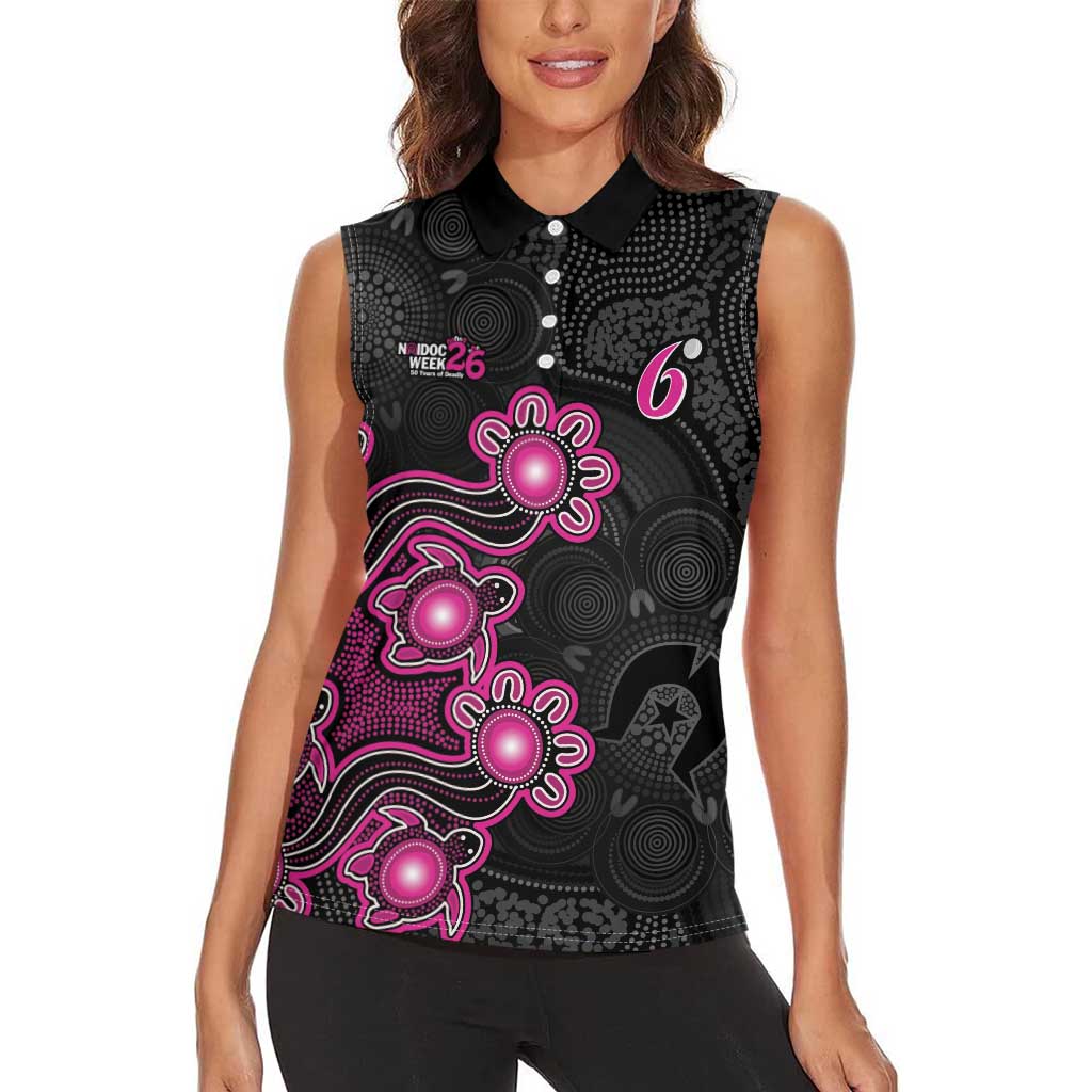 Personalised Sydney Sixers NAIDOC Week 2026 Women Sleeveless Polo Shirt Sea Turtles Aboriginal Art