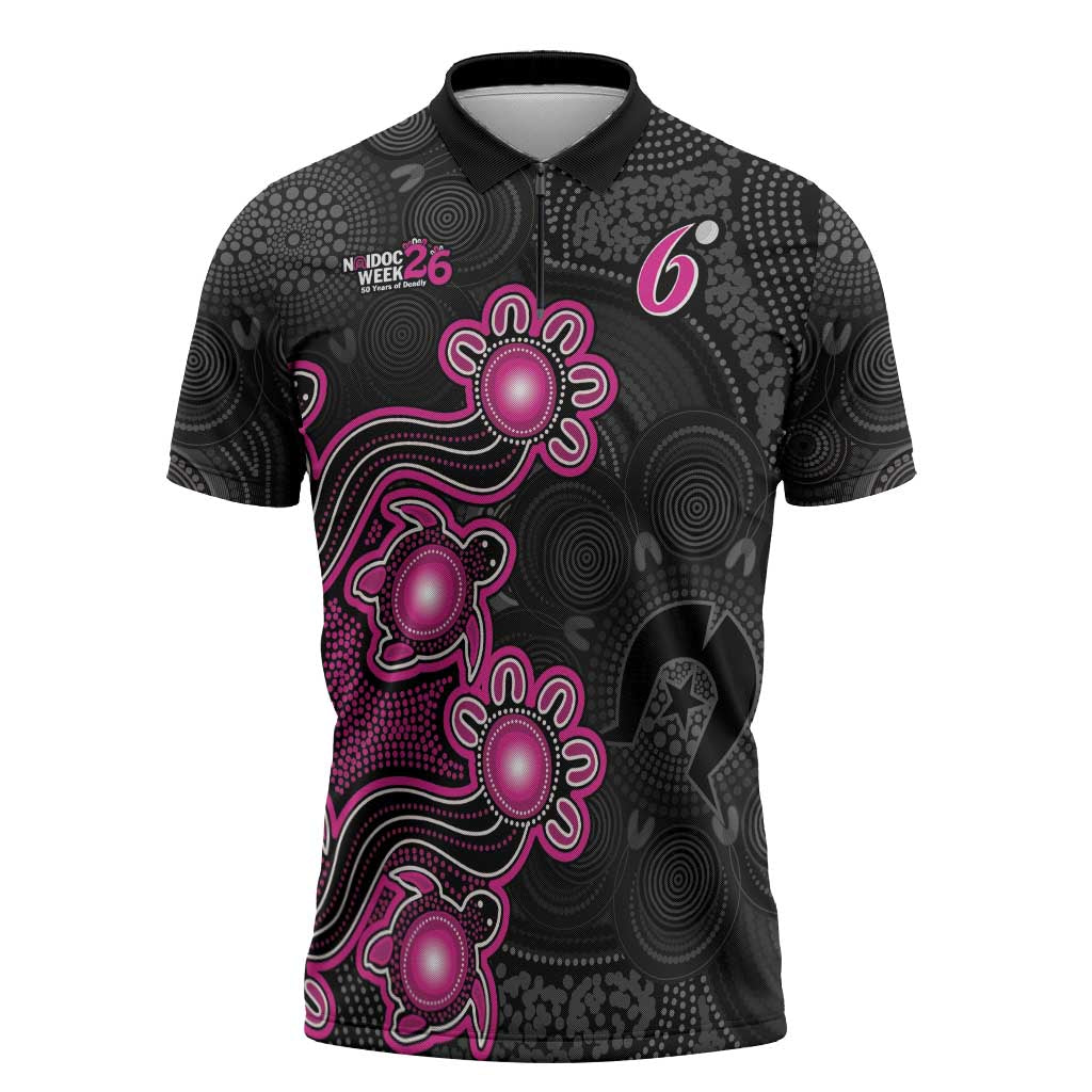 Personalised Sydney Sixers NAIDOC Week 2026 Zipper Polo Shirt Sea Turtles Aboriginal Art