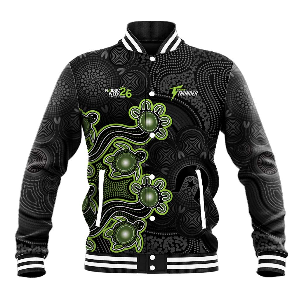 Personalised Sydney Thunder NAIDOC Week 2026 Baseball Jacket Sea Turtles Aboriginal Art