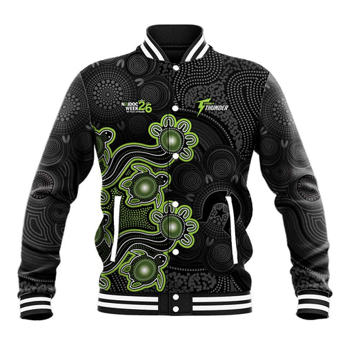 Personalised Sydney Thunder NAIDOC Week 2026 Baseball Jacket Sea Turtles Aboriginal Art