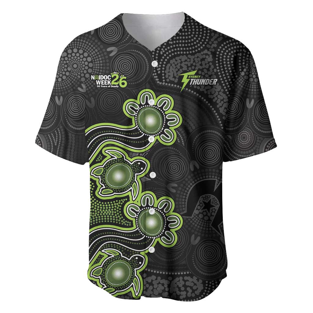Personalised Sydney Thunder NAIDOC Week 2026 Baseball Jersey Sea Turtles Aboriginal Art