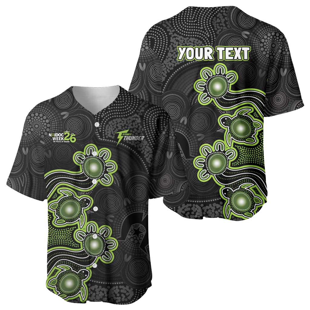 Personalised Sydney Thunder NAIDOC Week 2026 Baseball Jersey Sea Turtles Aboriginal Art