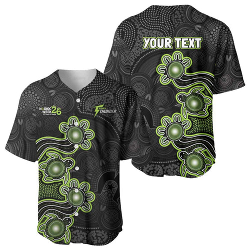 Personalised Sydney Thunder NAIDOC Week 2026 Baseball Jersey Sea Turtles Aboriginal Art