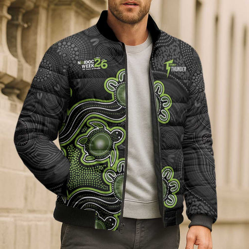 Personalised Sydney Thunder NAIDOC Week 2026 Bomber Puffer Jacket Sea Turtles Aboriginal Art