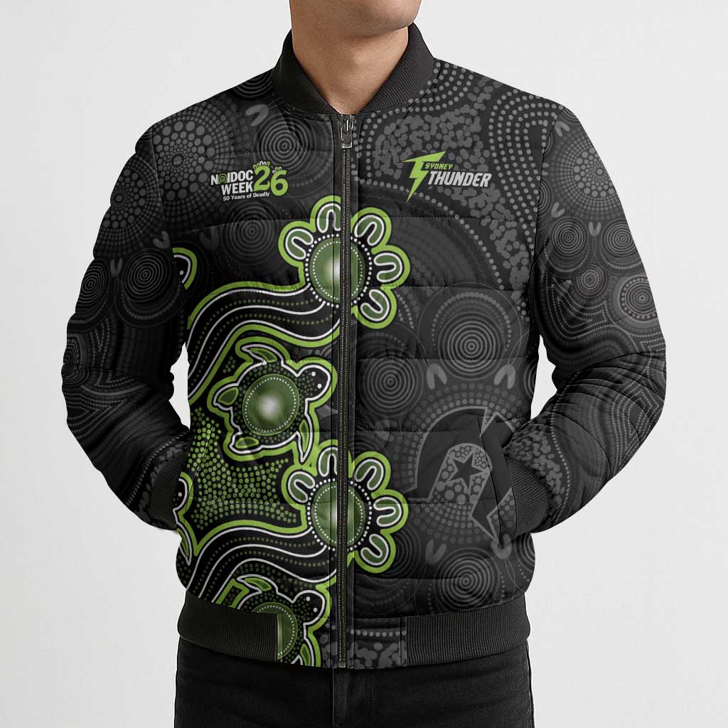 Personalised Sydney Thunder NAIDOC Week 2026 Bomber Puffer Jacket Sea Turtles Aboriginal Art