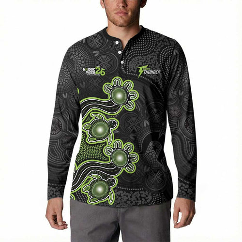 Personalised Sydney Thunder NAIDOC Week 2026 Button Sweatshirt Sea Turtles Aboriginal Art