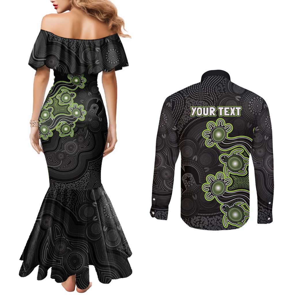 Personalised Sydney Thunder NAIDOC Week 2026 Couples Matching Mermaid Dress and Long Sleeve Button Shirt Sea Turtles Aboriginal Art