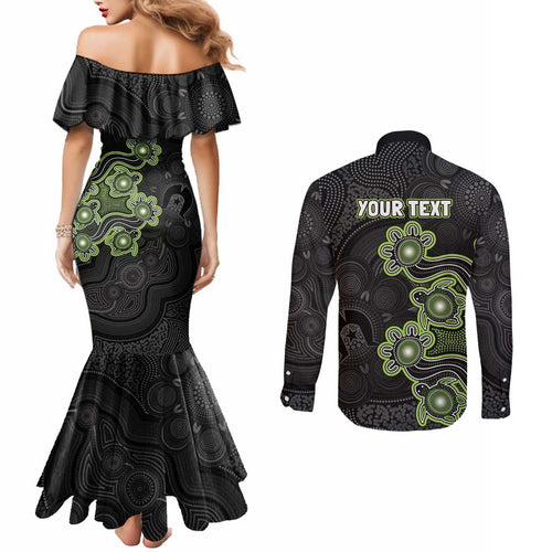 Personalised Sydney Thunder NAIDOC Week 2026 Couples Matching Mermaid Dress and Long Sleeve Button Shirt Sea Turtles Aboriginal Art