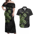 Personalised Sydney Thunder NAIDOC Week 2026 Couples Matching Off Shoulder Maxi Dress and Hawaiian Shirt Sea Turtles Aboriginal Art