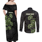 Personalised Sydney Thunder NAIDOC Week 2026 Couples Matching Off Shoulder Maxi Dress and Long Sleeve Button Shirt Sea Turtles Aboriginal Art