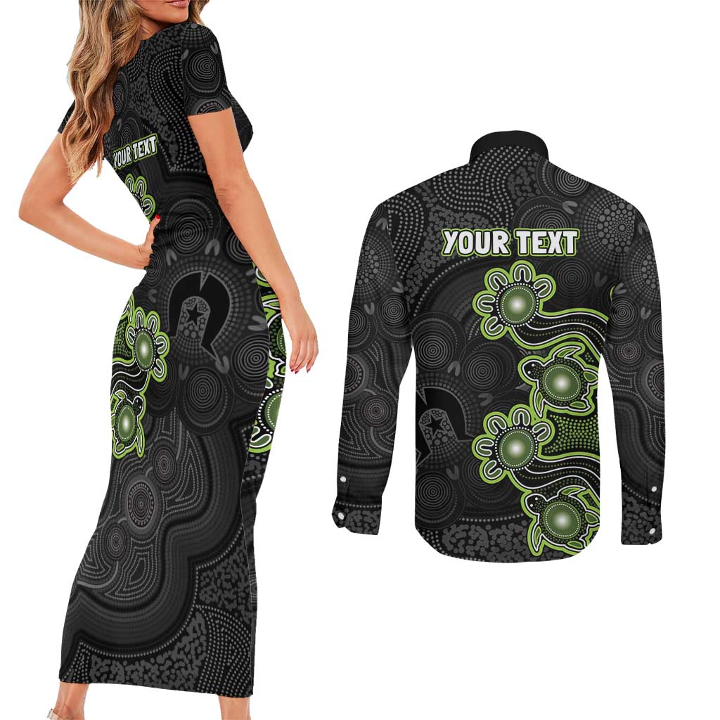 Personalised Sydney Thunder NAIDOC Week 2026 Couples Matching Short Sleeve Bodycon Dress and Long Sleeve Button Shirt Sea Turtles Aboriginal Art