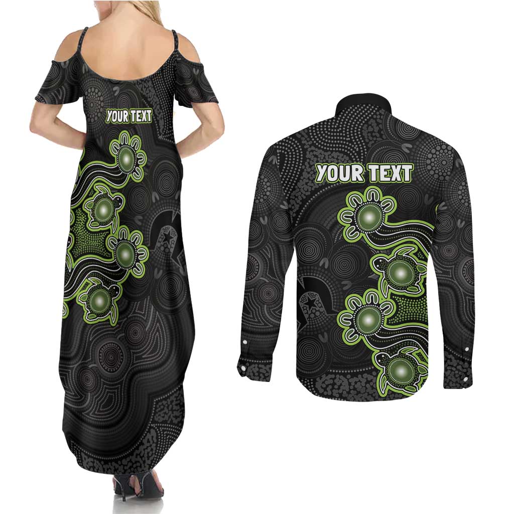 Personalised Sydney Thunder NAIDOC Week 2026 Couples Matching Summer Maxi Dress and Long Sleeve Button Shirt Sea Turtles Aboriginal Art