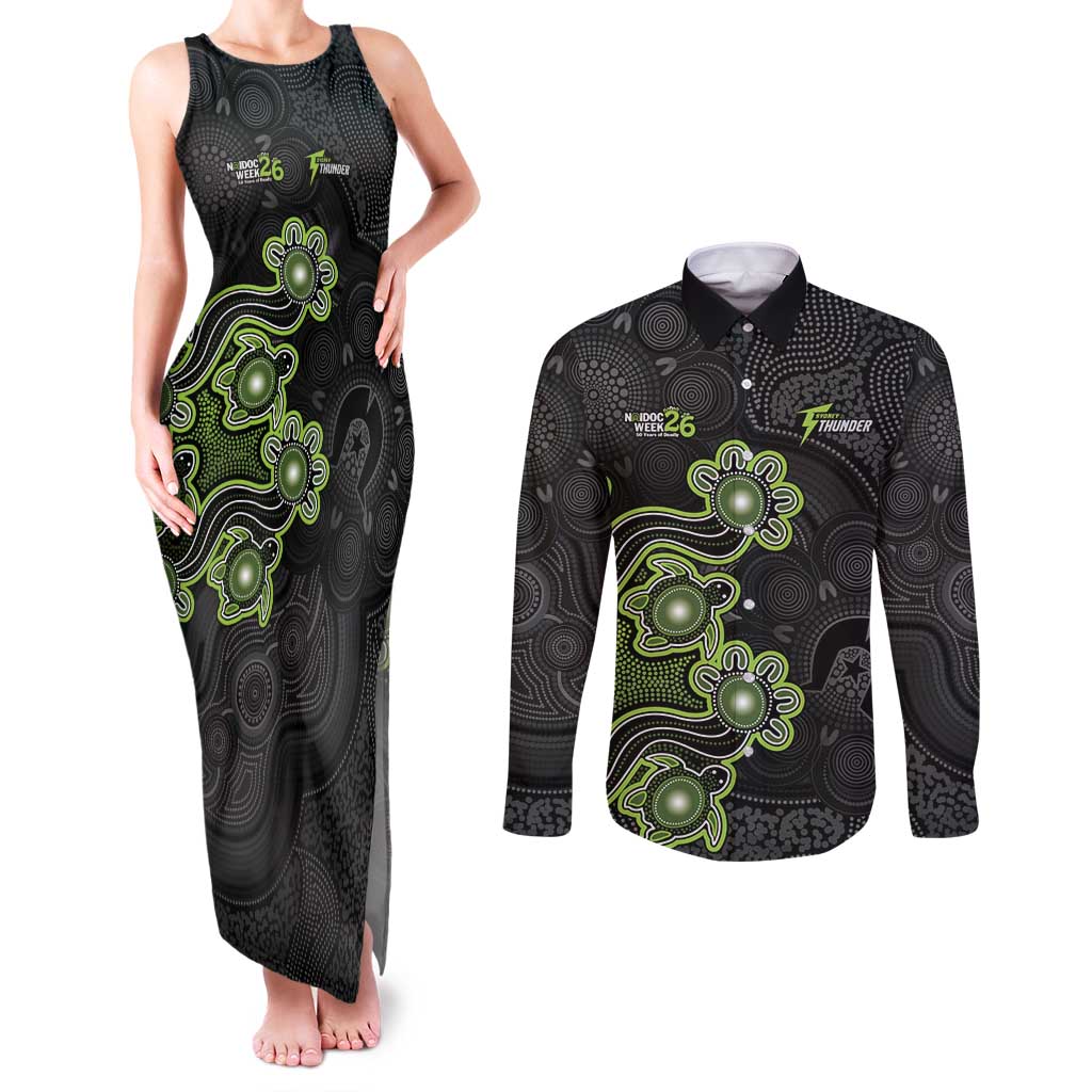 Personalised Sydney Thunder NAIDOC Week 2026 Couples Matching Tank Maxi Dress and Long Sleeve Button Shirt Sea Turtles Aboriginal Art