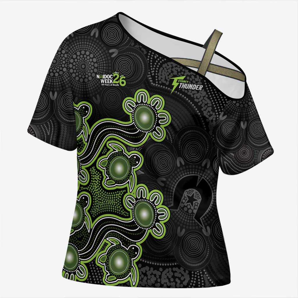 Personalised Sydney Thunder NAIDOC Week 2026 Cross Shoulder Shirt Sea Turtles Aboriginal Art