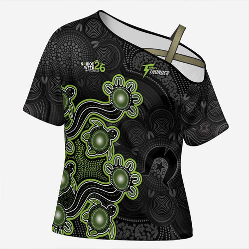 Personalised Sydney Thunder NAIDOC Week 2026 Cross Shoulder Shirt Sea Turtles Aboriginal Art