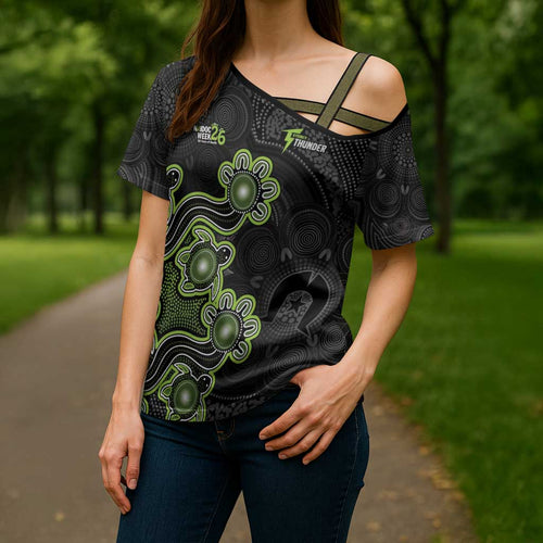 Personalised Sydney Thunder NAIDOC Week 2026 Cross Shoulder Shirt Sea Turtles Aboriginal Art