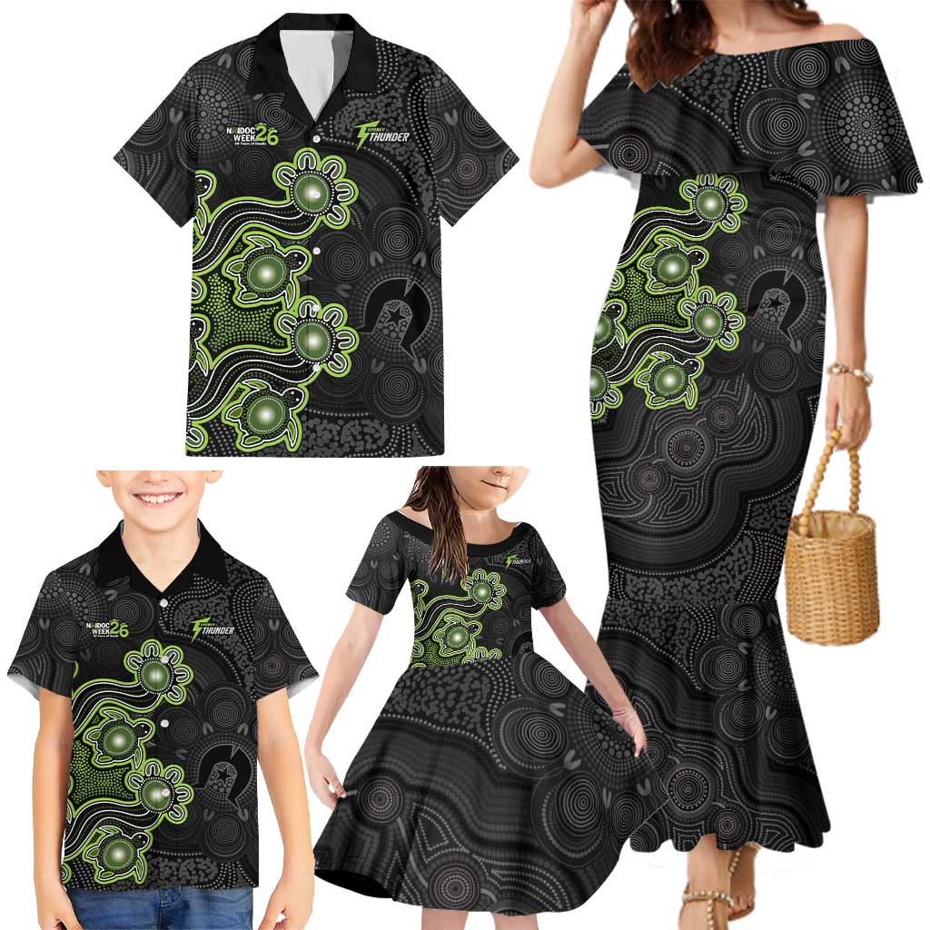 Personalised Sydney Thunder NAIDOC Week 2026 Family Matching Mermaid Dress and Hawaiian Shirt Sea Turtles Aboriginal Art