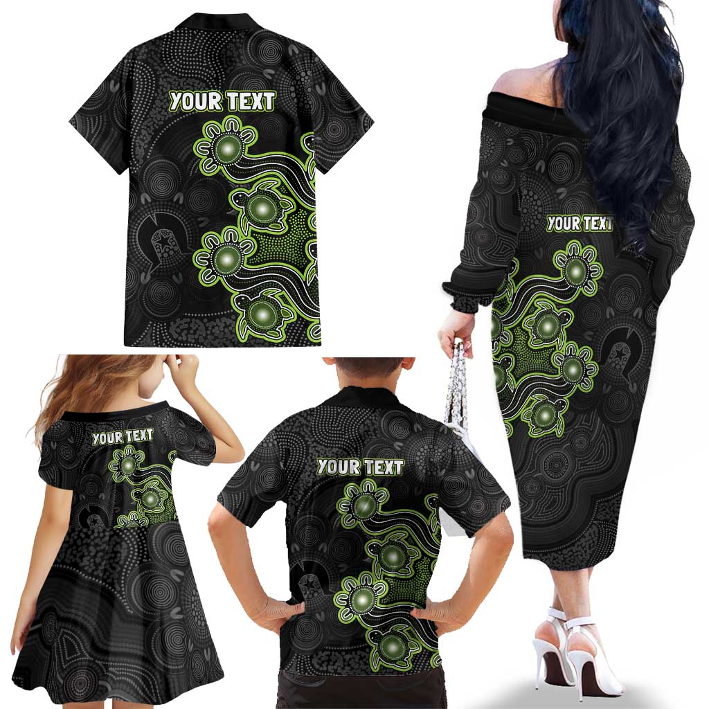 Personalised Sydney Thunder NAIDOC Week 2026 Family Matching Off The Shoulder Long Sleeve Dress and Hawaiian Shirt Sea Turtles Aboriginal Art