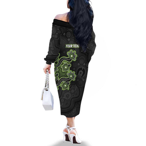 Personalised Sydney Thunder NAIDOC Week 2026 Family Matching Off The Shoulder Long Sleeve Dress and Hawaiian Shirt Sea Turtles Aboriginal Art