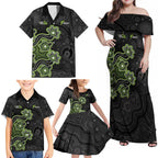 Personalised Sydney Thunder NAIDOC Week 2026 Family Matching Off Shoulder Maxi Dress and Hawaiian Shirt Sea Turtles Aboriginal Art