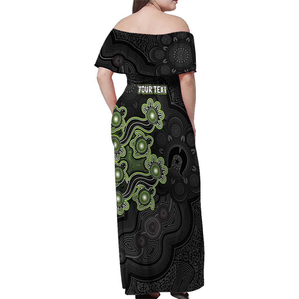 Personalised Sydney Thunder NAIDOC Week 2026 Family Matching Off Shoulder Maxi Dress and Hawaiian Shirt Sea Turtles Aboriginal Art