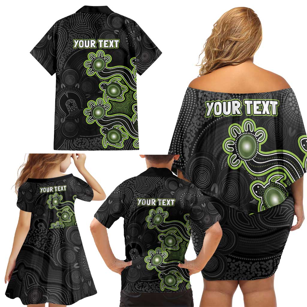 Personalised Sydney Thunder NAIDOC Week 2026 Family Matching Off Shoulder Short Dress and Hawaiian Shirt Sea Turtles Aboriginal Art