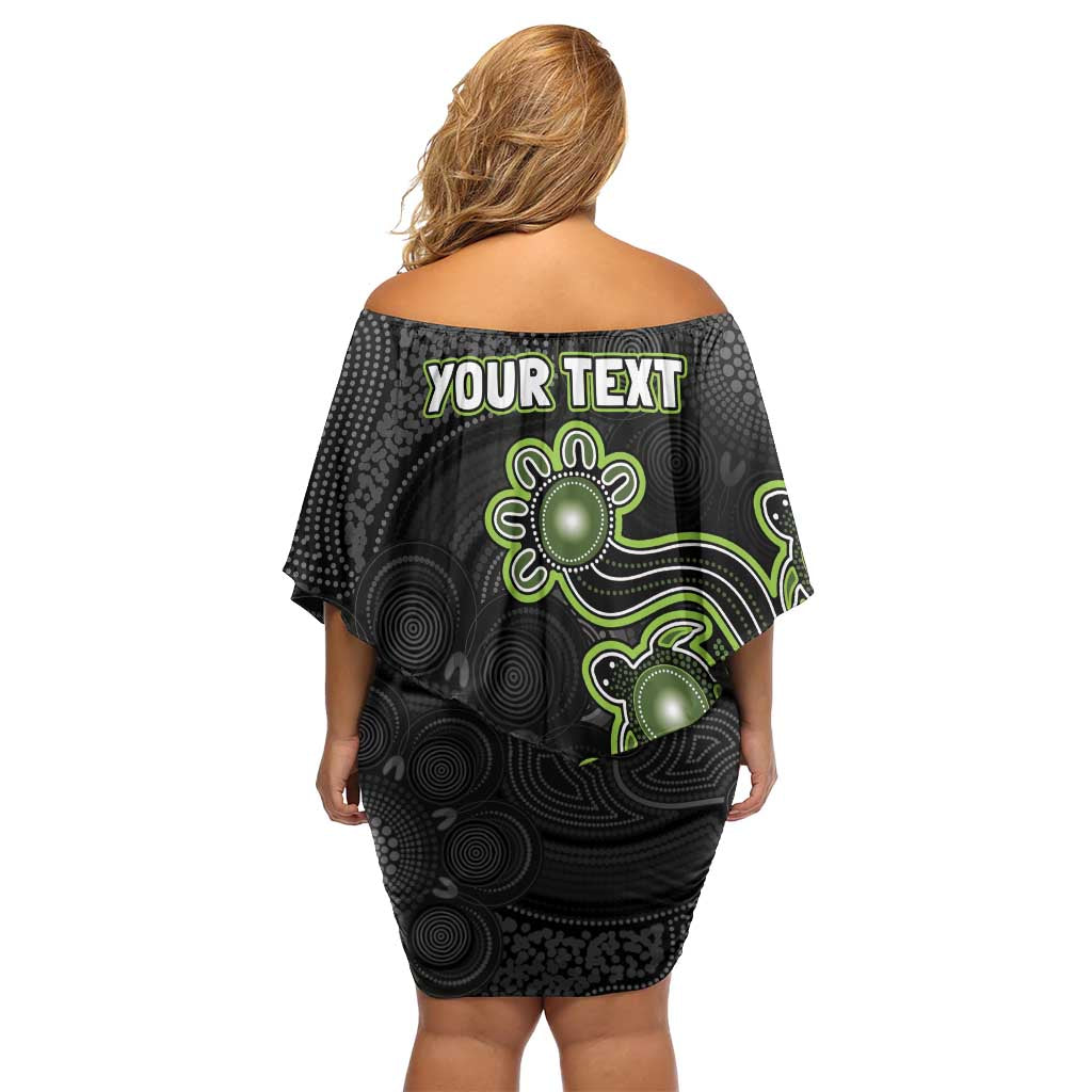 Personalised Sydney Thunder NAIDOC Week 2026 Family Matching Off Shoulder Short Dress and Hawaiian Shirt Sea Turtles Aboriginal Art
