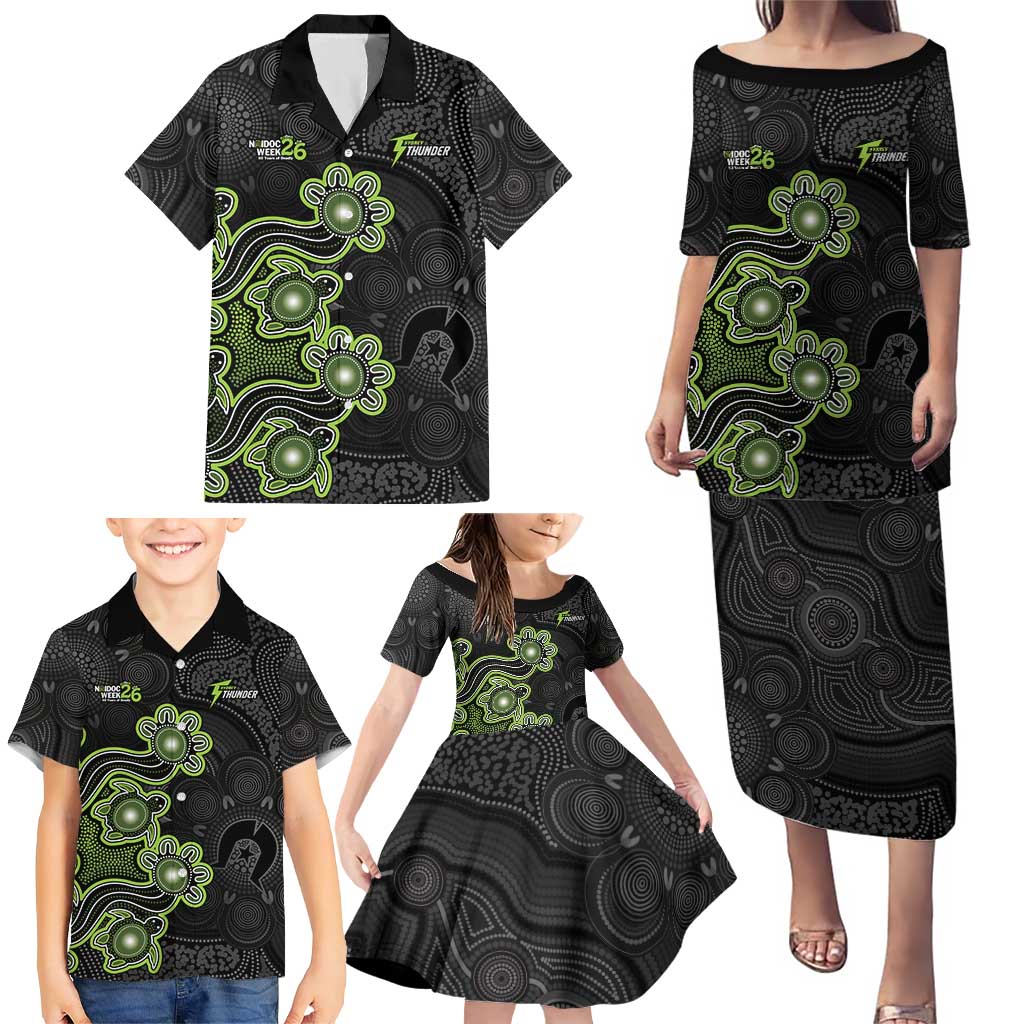 Personalised Sydney Thunder NAIDOC Week 2026 Family Matching Puletasi and Hawaiian Shirt Sea Turtles Aboriginal Art
